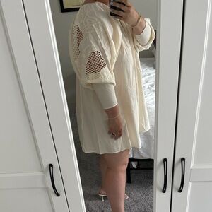 H&M Cream Dress with Voluminous Sleeves